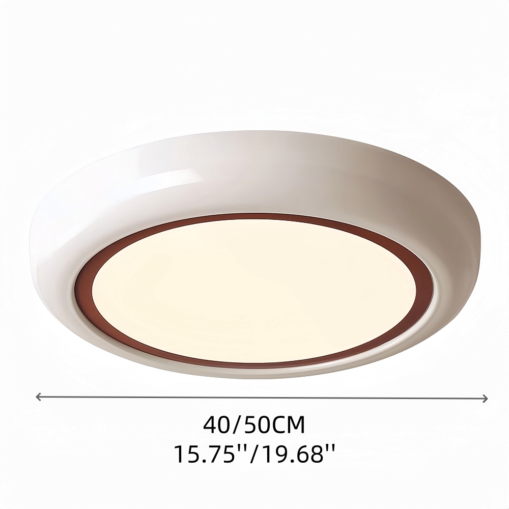 French Cream Style Minimalist Bedroom Ceiling Light Circular White Retro Light