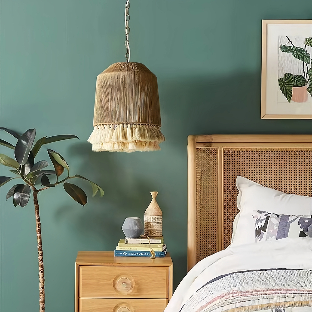  Bohemian Retro Hemp Rope Tassel Pendant Light Creative Bedroom Master Light