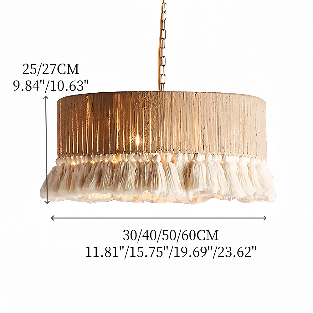  Bohemian Retro Hemp Rope Tassel Pendant Light Creative Bedroom Master Light