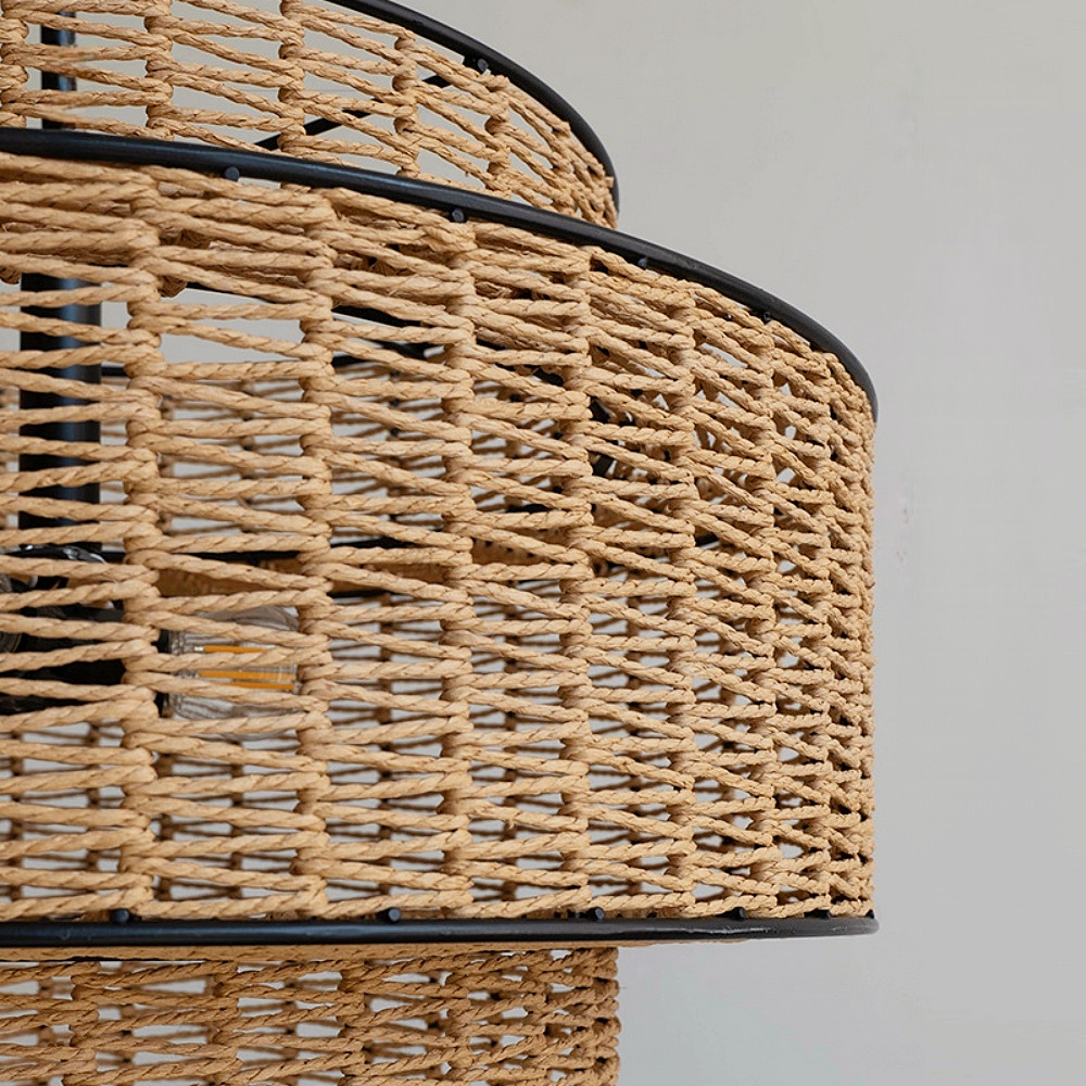 Wabi Sabi Handwoven Linen Rope Art Pendant Lamp