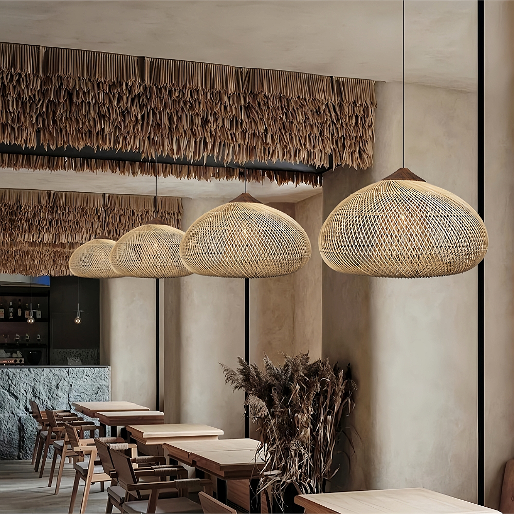Trendy Rattan Pendant Light Wabi-sabi Style Retro Southeast Asian Chandelier