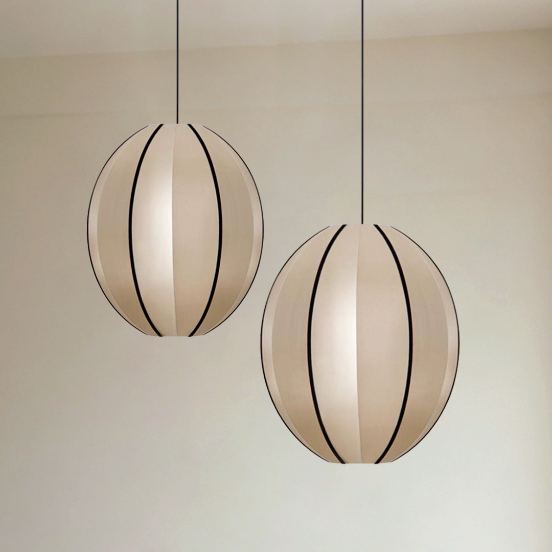 Satin Chandelier Japanese Medieval Vintage Pendant Lamps Set