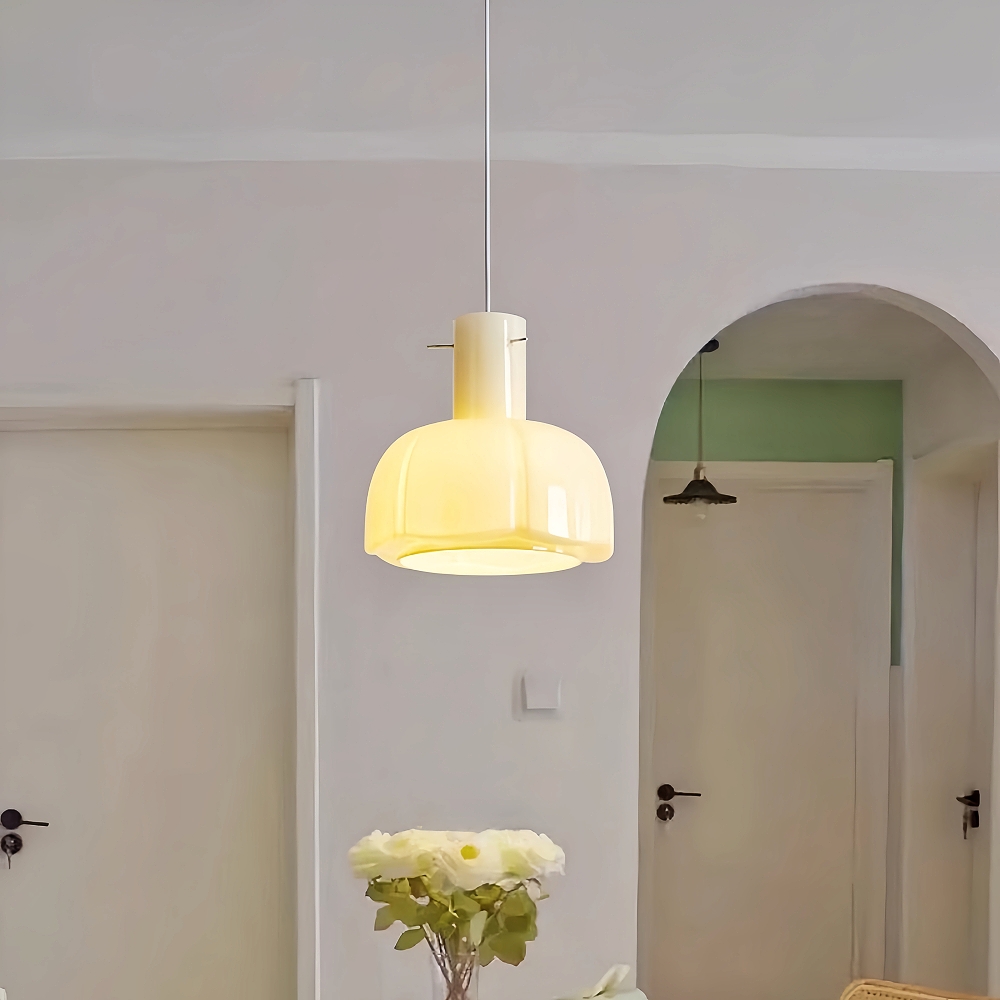 French Cream Style Glass Flower Bud Bedroom Bedside Pendent Light