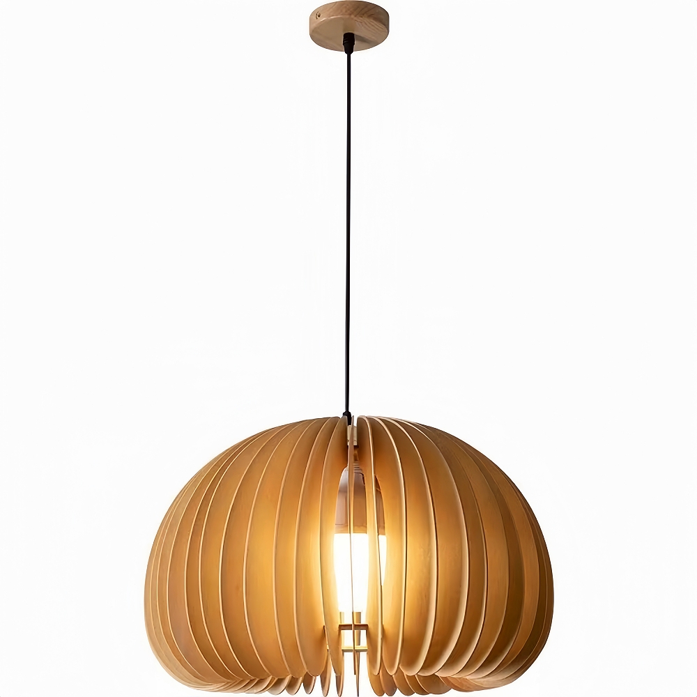 Restaurant Decorative Lamps Nordic Solid Wooden Pendant Light Pumpkin Chandelier