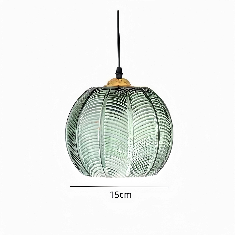 Creative Artistic Green Leaf Patterned Glass Pendant Light 
