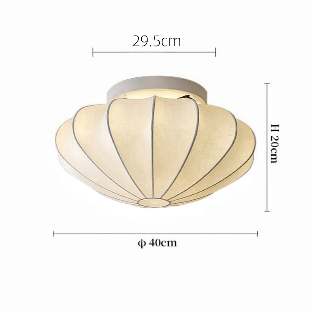 Japanese Wabi Sabi Style Retro Cream Style Circular Art Handmade Silk Lamp