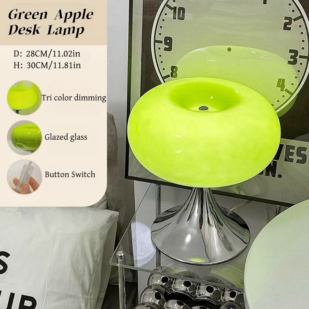 Creative Green Apple Vintage Atmosphere Bauhaus Glass Desk Lamp