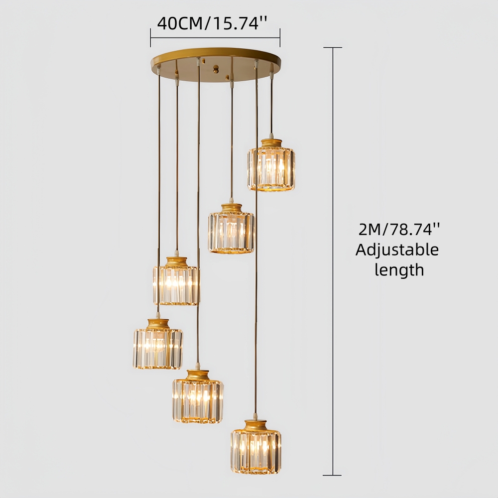 Modern Minimalist LED Crystal Chandelier Creative Duplex Staircase Villa Living Room Lighting Fixtures