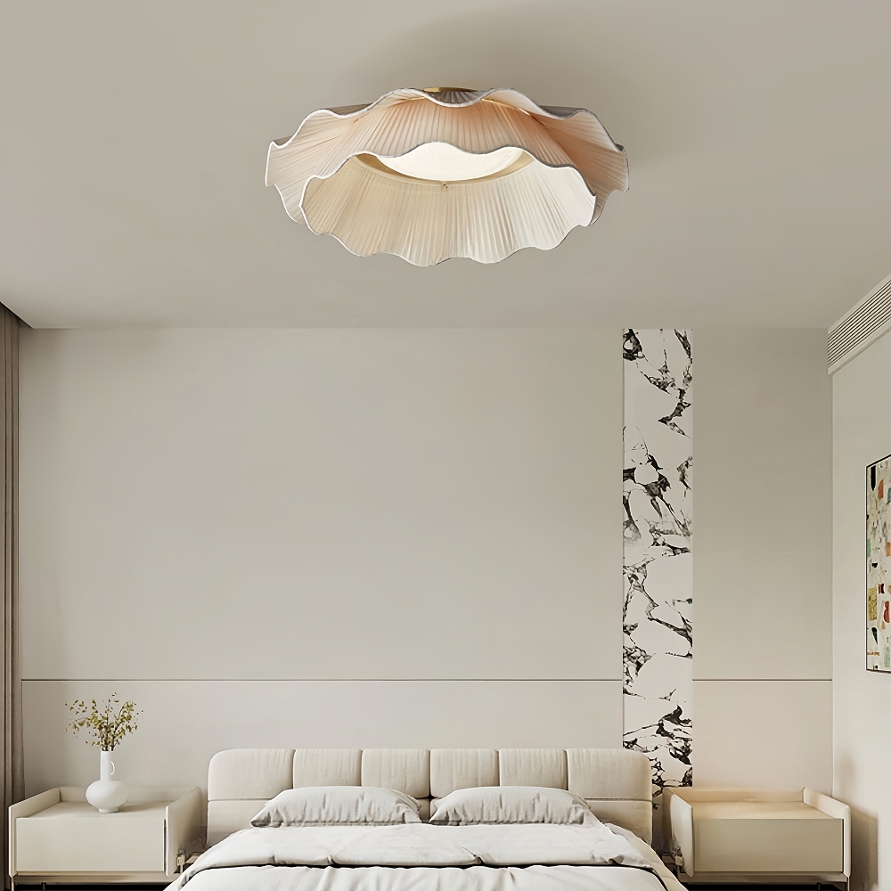Double Layers Fabric LED White Dining Room Pendant Light