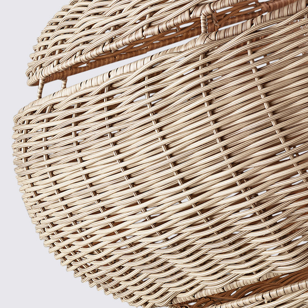 Moroccan Handmade Rattan Raffia Natural Chandelier Wabi Sabi Wicker Lampshade