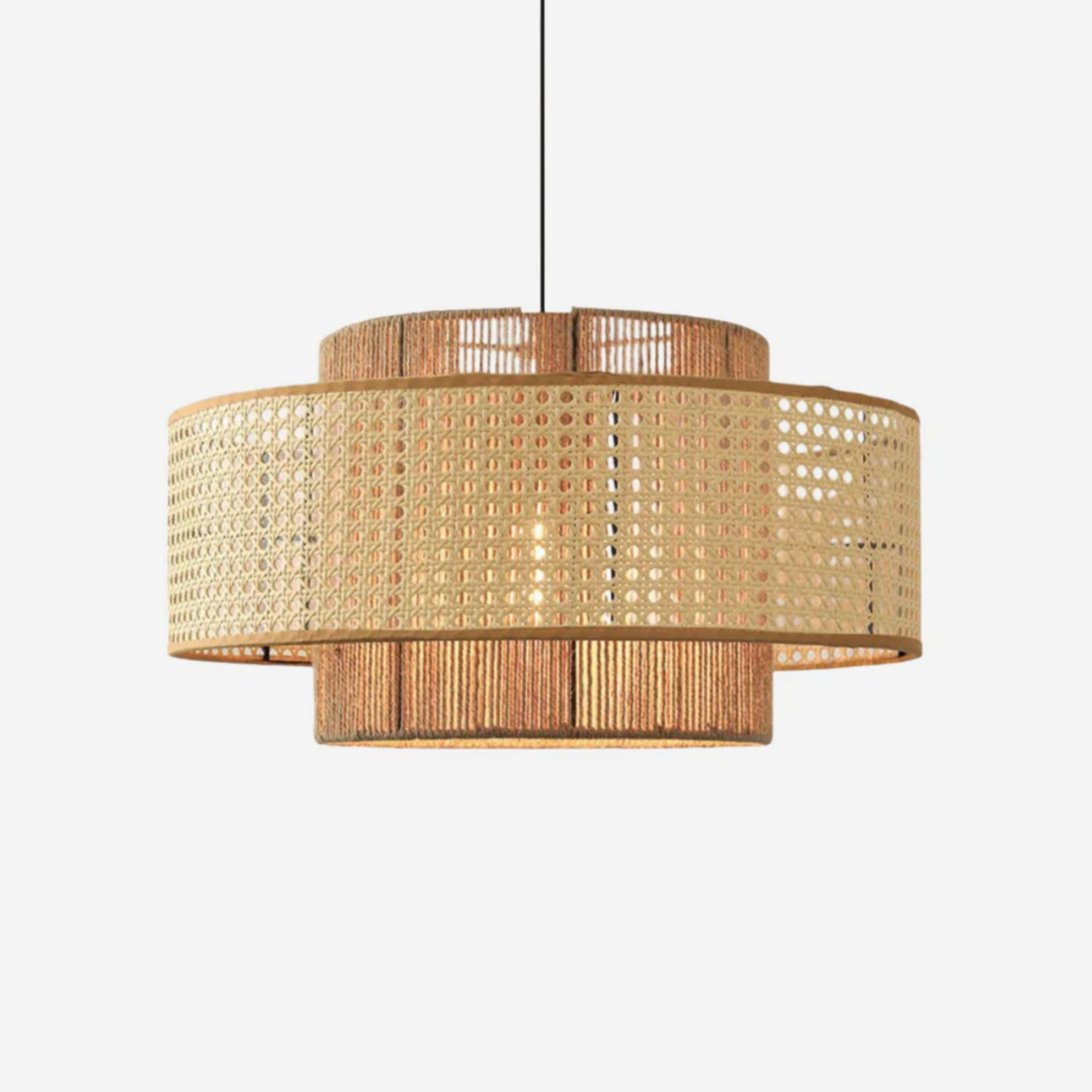 Restaurant Rattan Pendant Light Fixture Wabi-sabi Rope Light