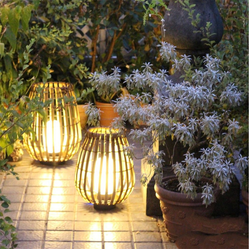 Outdoor Rattan Villa Garden Lawn Light Balcony Floor Lamp