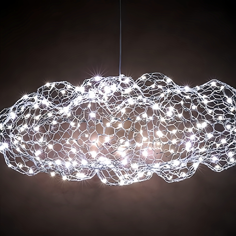 Nordic Chandelier Creative Cloud Pendant Light Gypsophila Metal Mesh Cloud Lamp