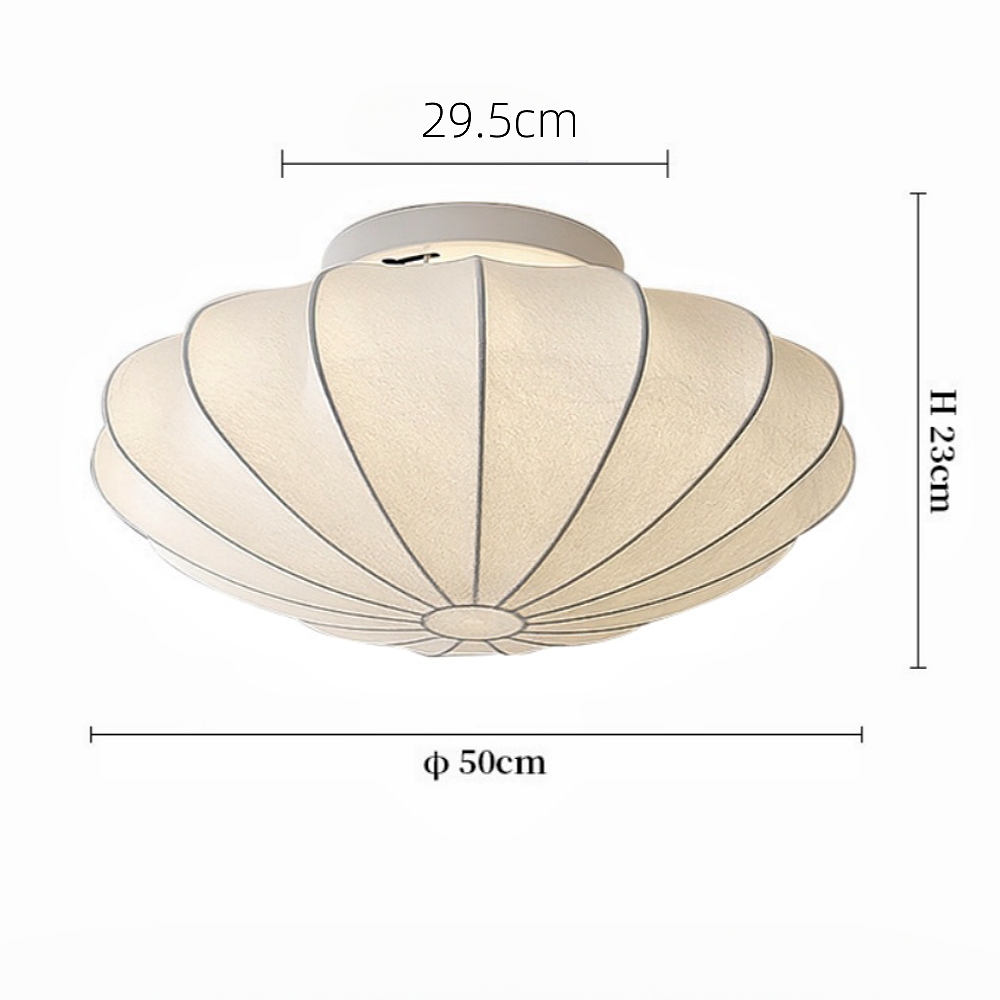 Japanese Wabi Sabi Style Retro Cream Style Circular Art Handmade Silk Lamp