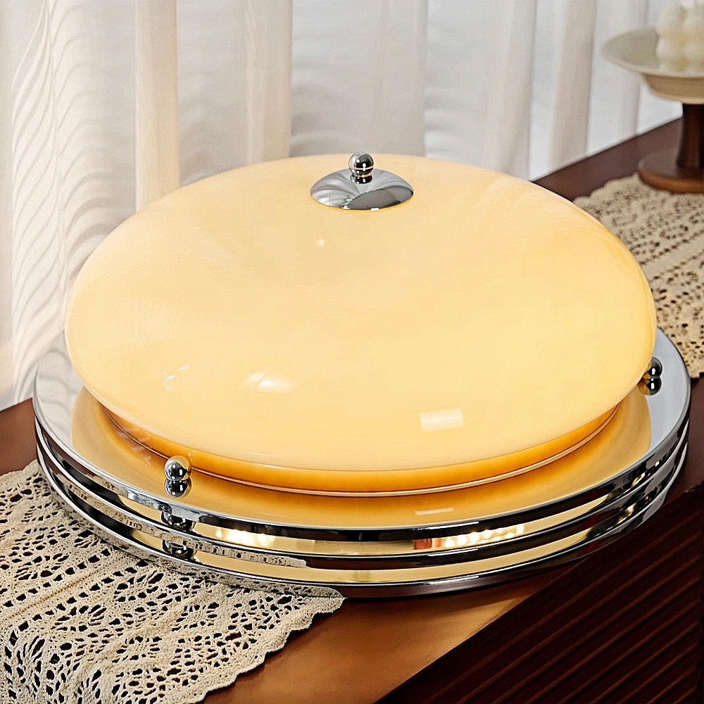 Bauhaus French Custard Tart shaped Cream Wind Ceiling Light