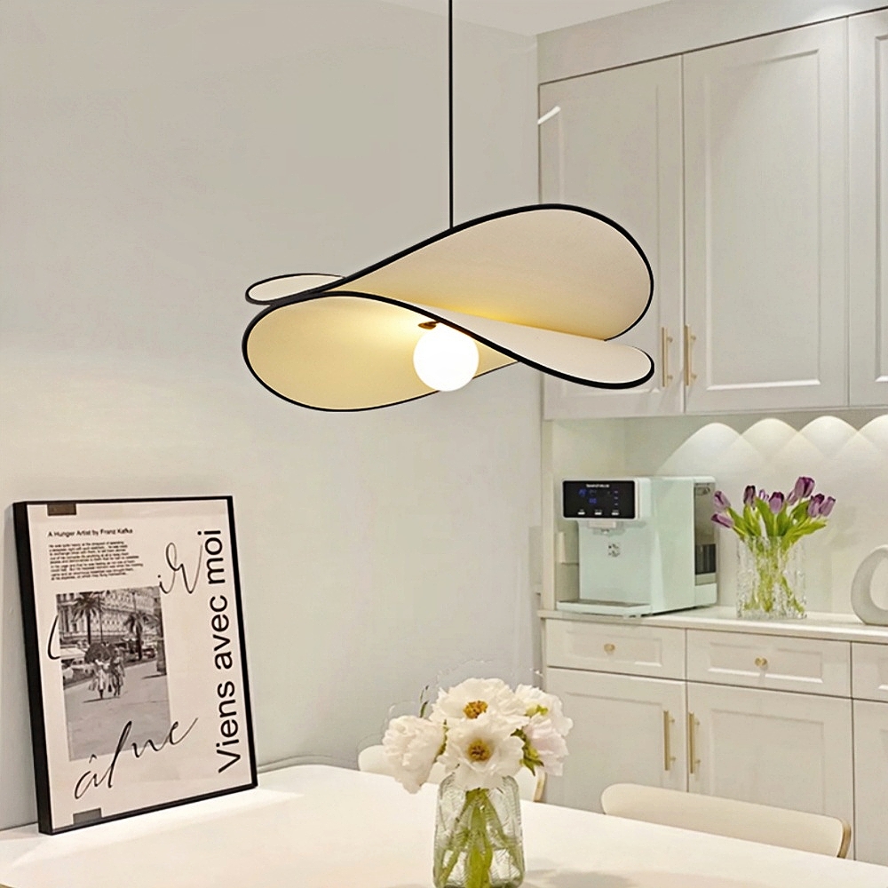 Japanese Wabi Sabi Style Bedroom Creative Potato Chip Shaped Fabric Pendant Light