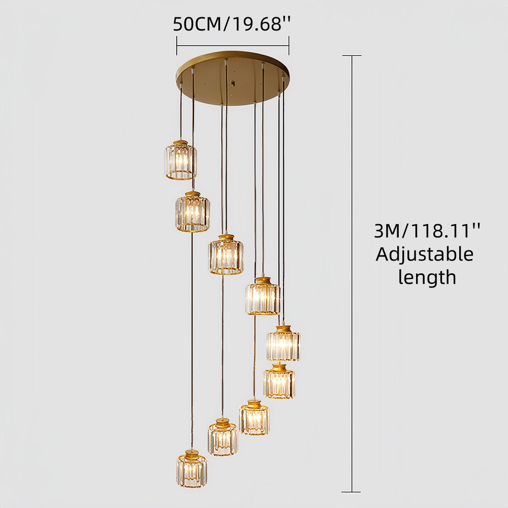 Modern Minimalist LED Crystal Chandelier Creative Duplex Staircase Villa Living Room Lighting Fixtures