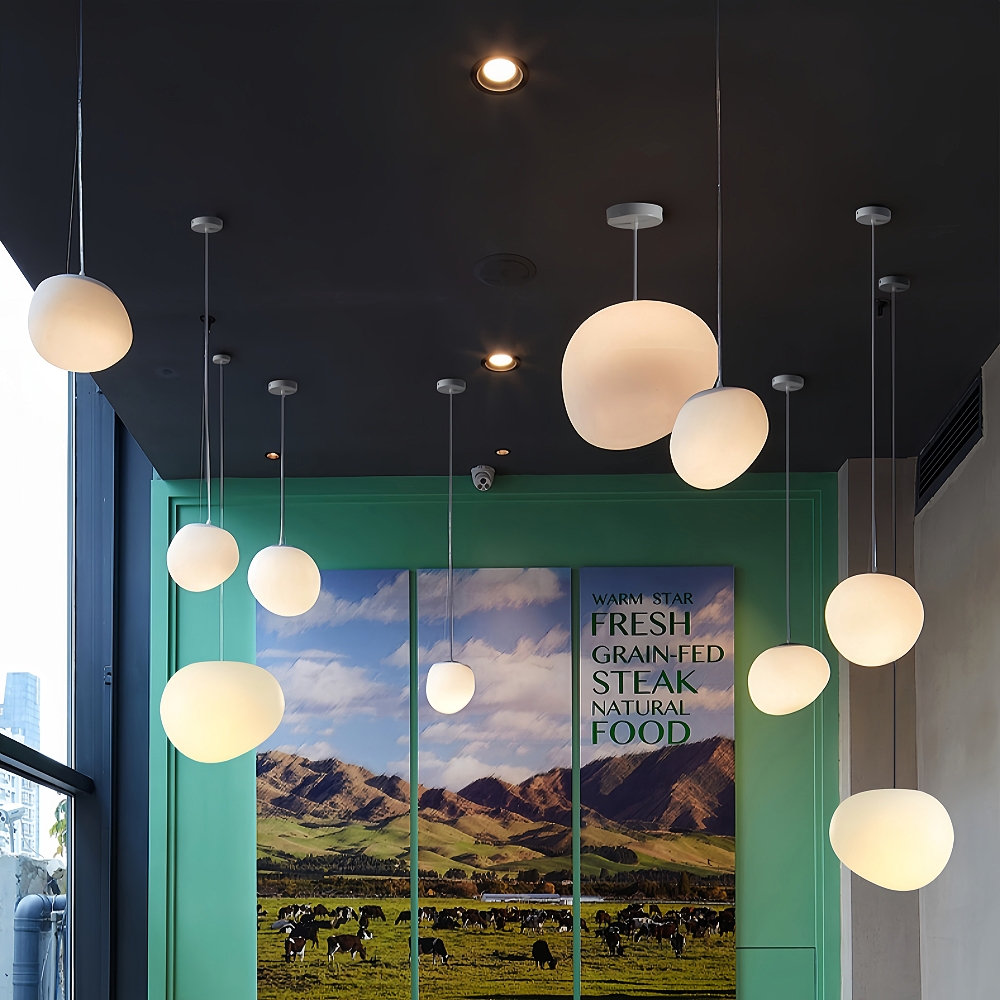 Danish Creative Pebble Chandelier Loft Apartment Duplex Spiral Staircase Pendant Light