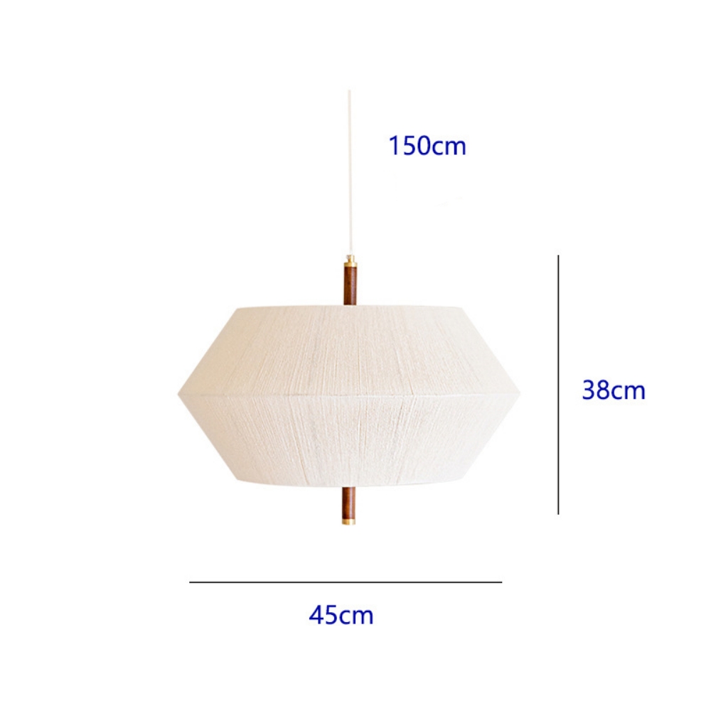 Wabi Sabi Style Tea Room Vintage Woven Cotton Thread Pendant Light