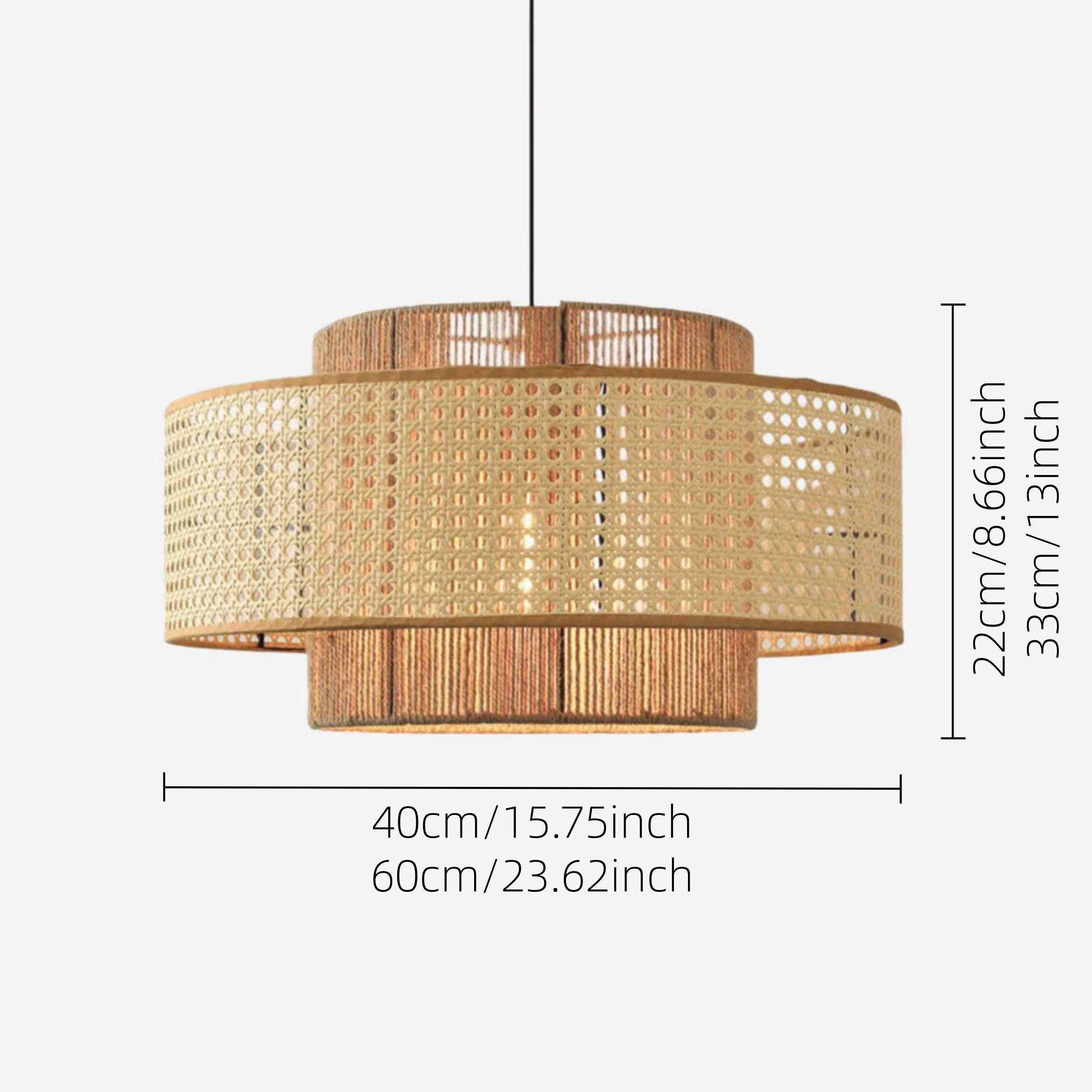 Restaurant Rattan Pendant Light Fixture Wabi-sabi Rope Light