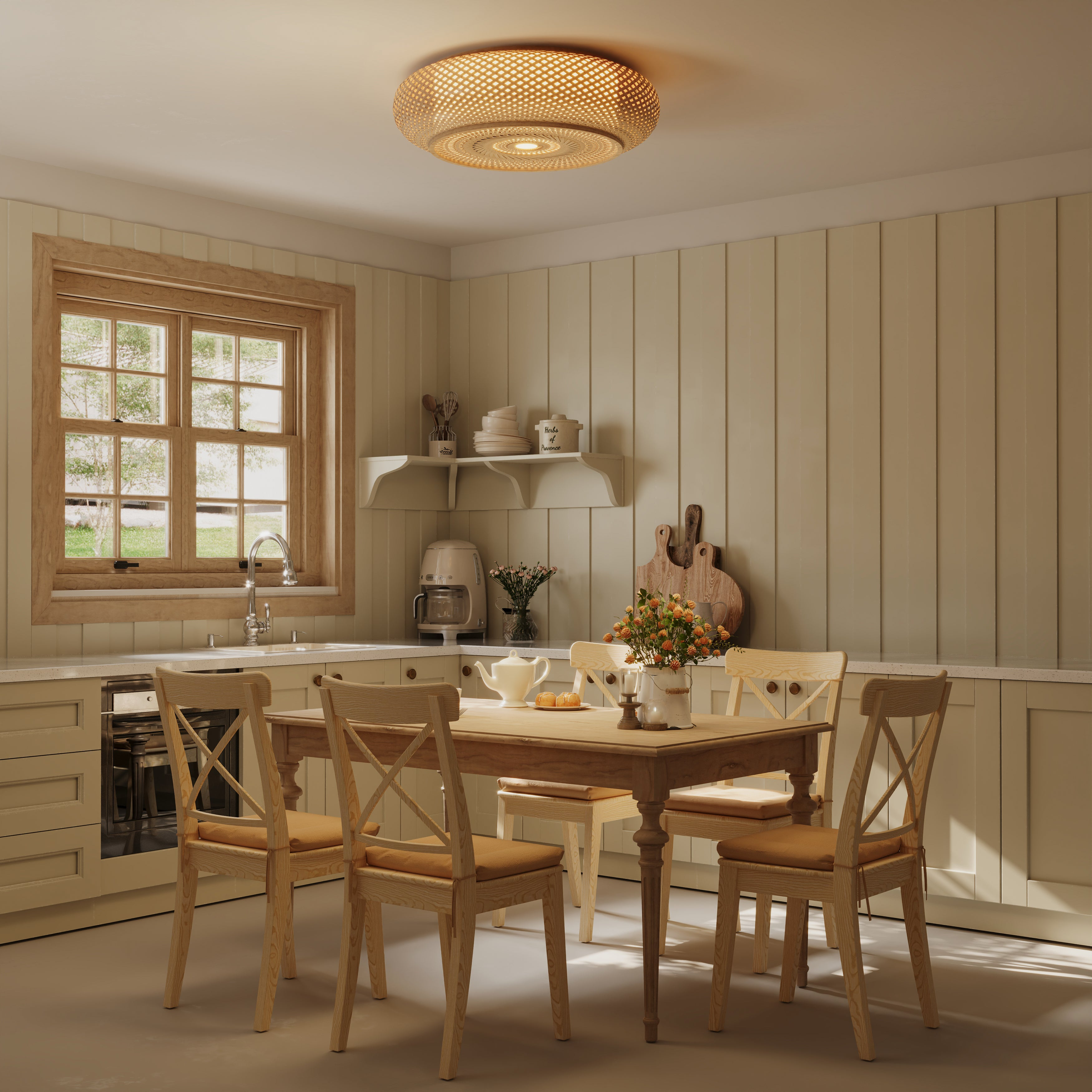 Bamboo Flush Mount Ceiling Light for Bedroom