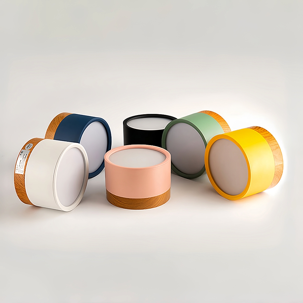 Nordic Macaron Wood Art LED Surface Mounted Multi-Color Tube Light Ceiling Mounted