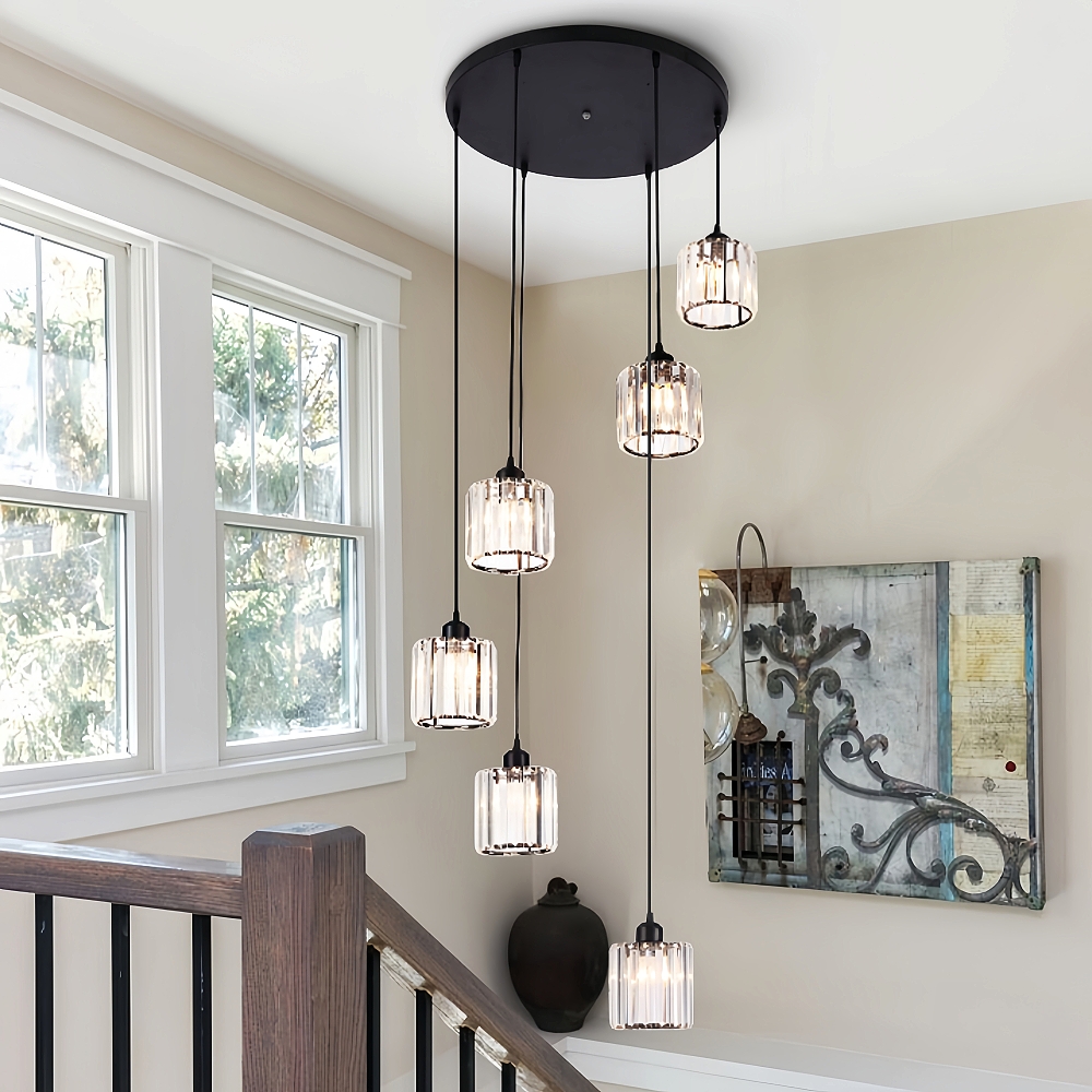 Modern Minimalist LED Crystal Chandelier Creative Duplex Staircase Villa Living Room Lighting Fixtures