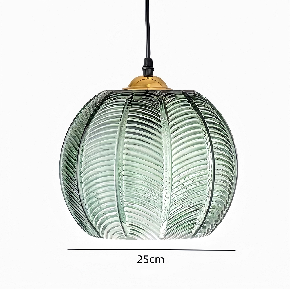 Creative Artistic Green Leaf Patterned Glass Pendant Light 