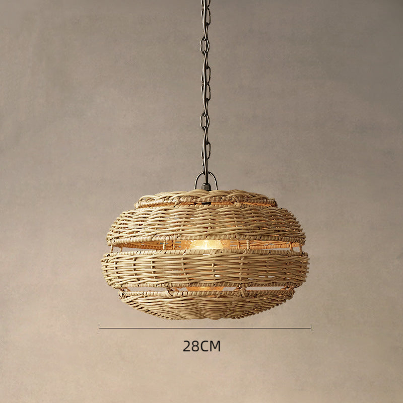 Moroccan Handmade Rattan Raffia Natural Chandelier Wabi Sabi Wicker Lampshade