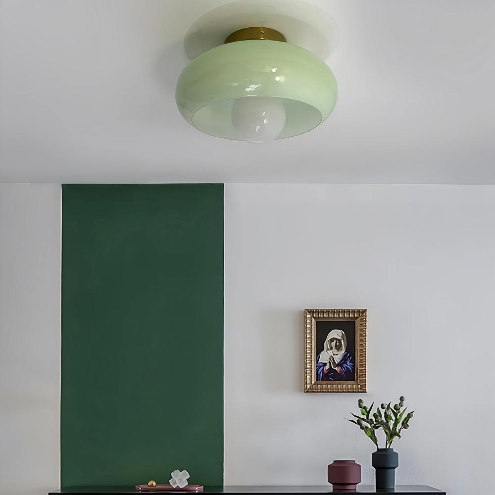 Retro Balcony Room Glass Ceiling Lamp Medievil Entrance Hall Bauhaus Corridor Aisle Study Light Fixture