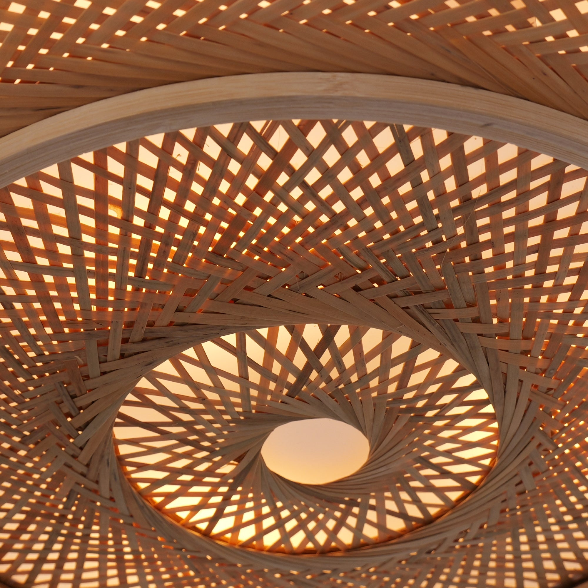 Bamboo Flush Mount Ceiling Light for Bedroom