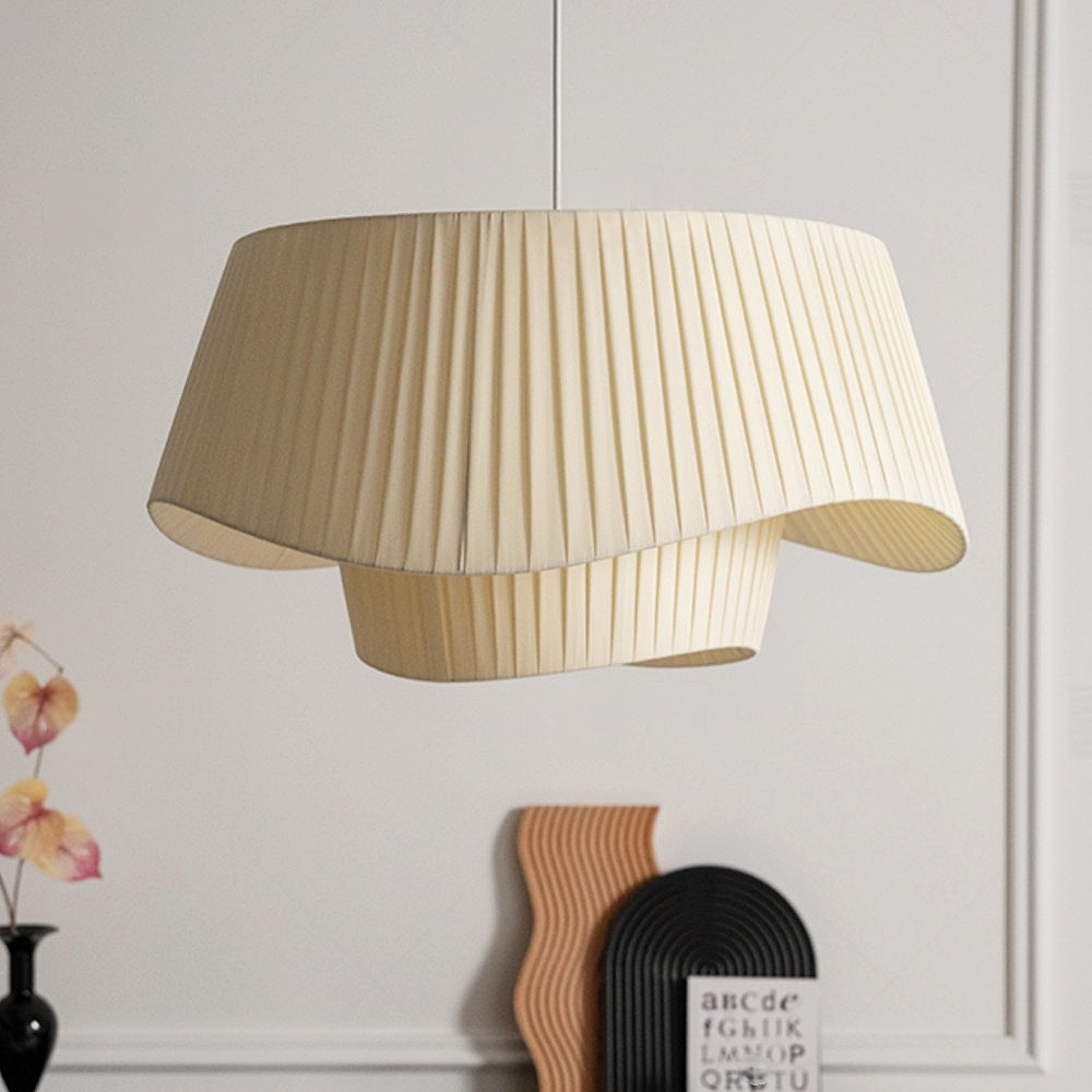 Bohemian Cream Living Room Fabric Pendant Light Makeover Home Decor Lamp