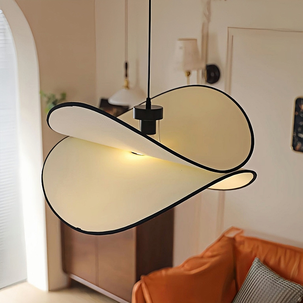 Japanese Wabi Sabi Style Bedroom Creative Potato Chip Shaped Fabric Pendant Light
