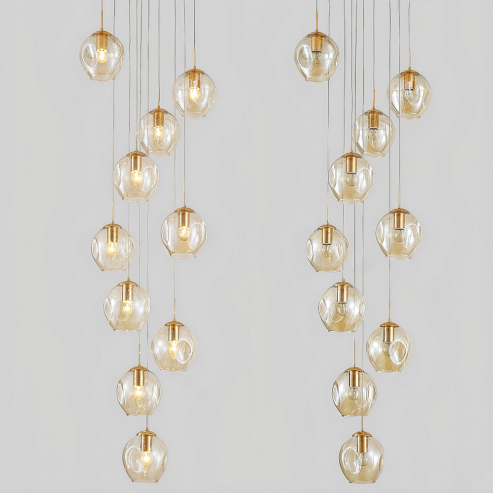 Nordic Modern Minimalist Staircase Duplex Villa Glass Meteor Pendant Light