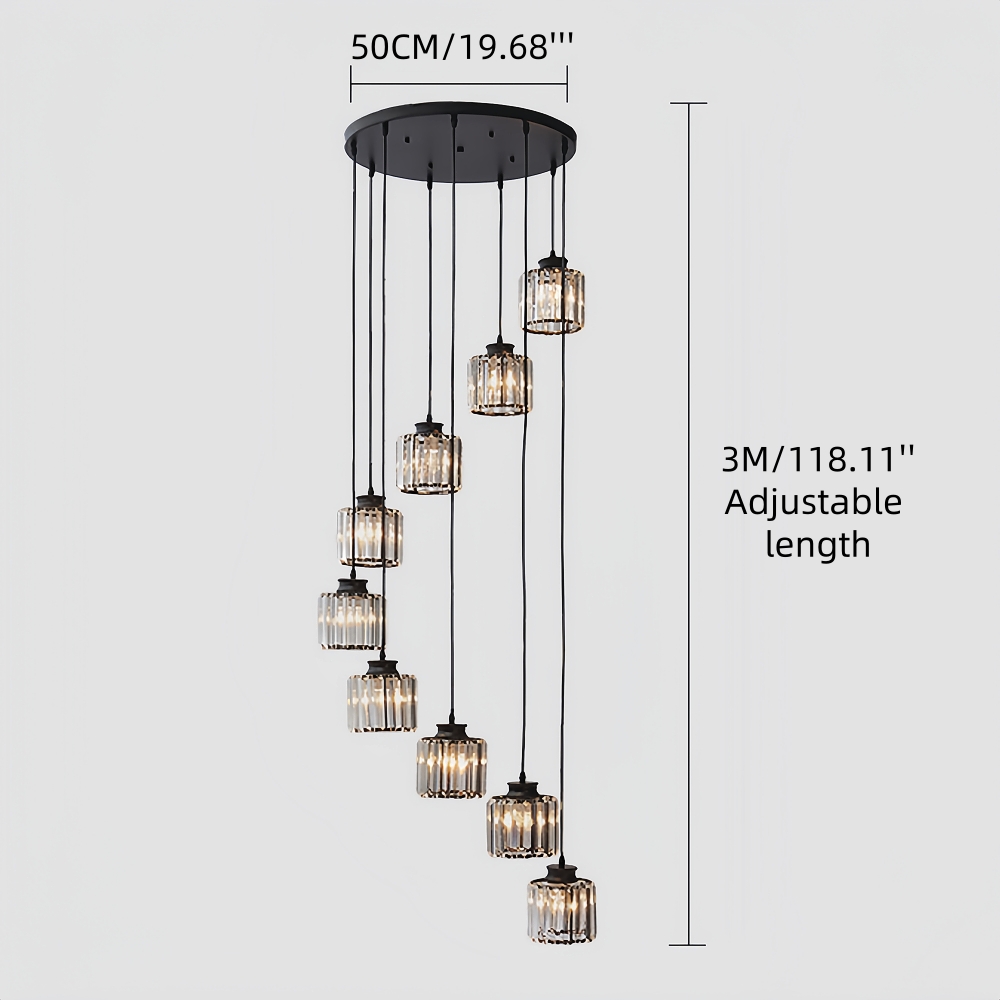 Modern Minimalist LED Crystal Chandelier Creative Duplex Staircase Villa Living Room Lighting Fixtures