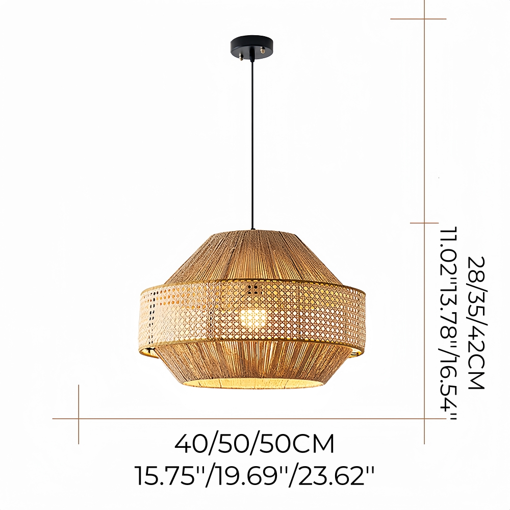 Japanese Wabi Sabi Style Retro Hemp Rope Rattan Woven Pendant Light