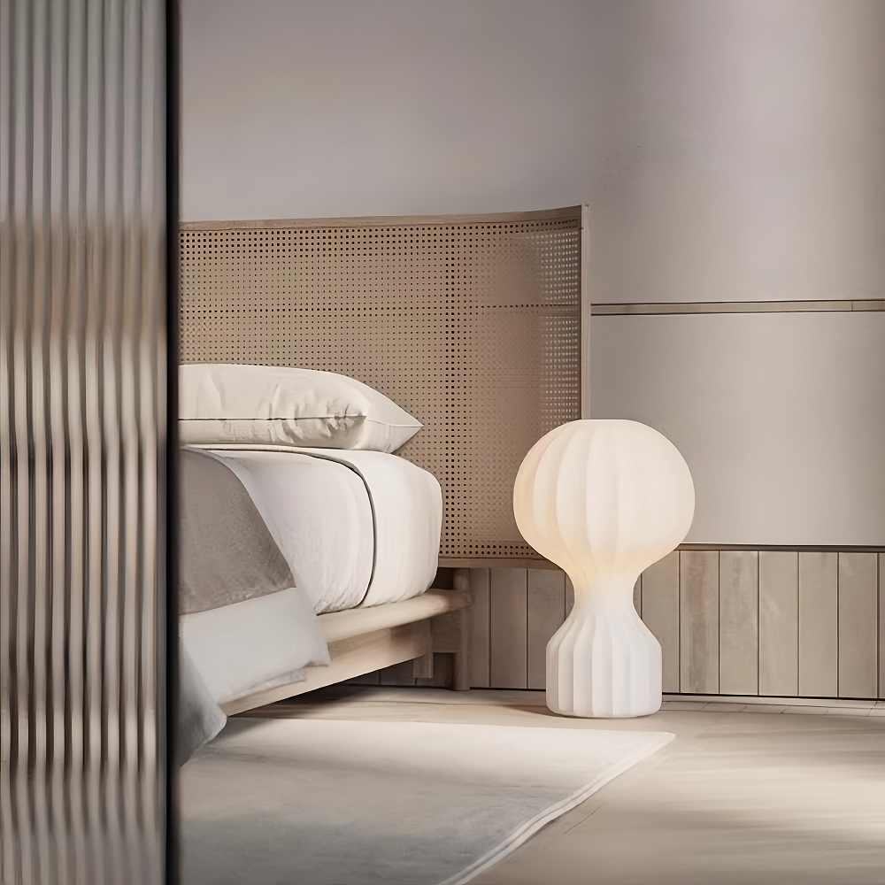 Japanese Wabi Sabi Style Minimalist Silk Table Lamp Hot Air Balloon Shaped Bedside Lamp