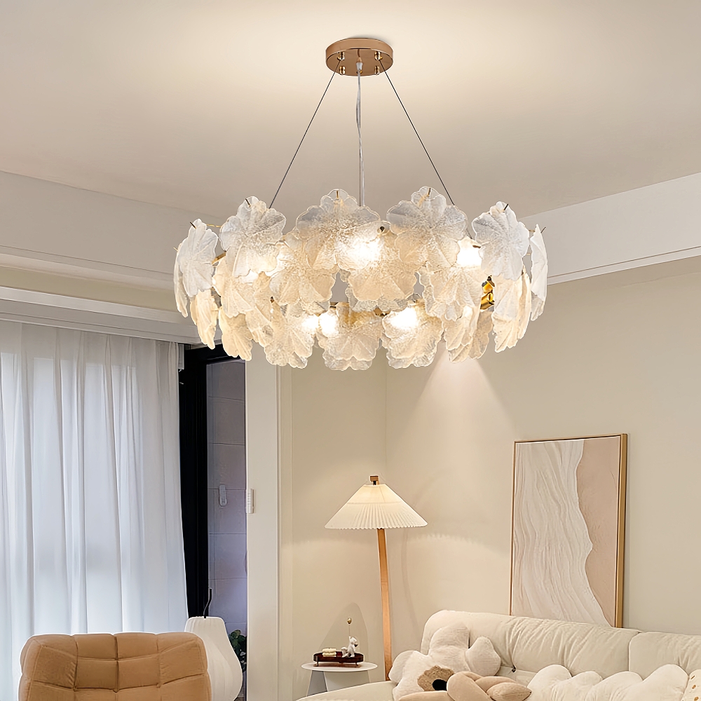 Modern French Snowflake Creative Glass Chandelier Living Room Bedroom Lighting Fixtures
