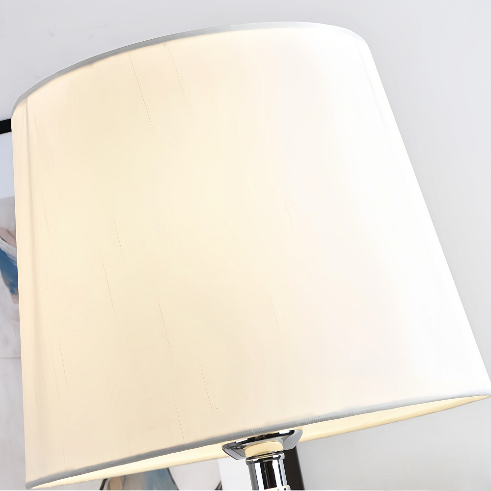 American Style White Series Ceramic Carved Desk Lamp With Simple Fabric Lampshade