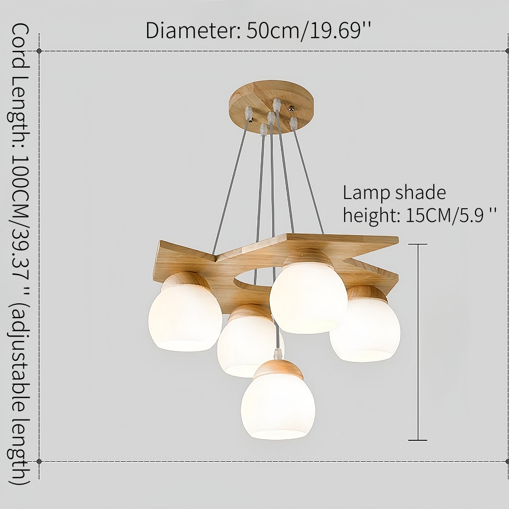 Nordic Creative Personalized Solid Wood Windmill Shaped Pendant Light