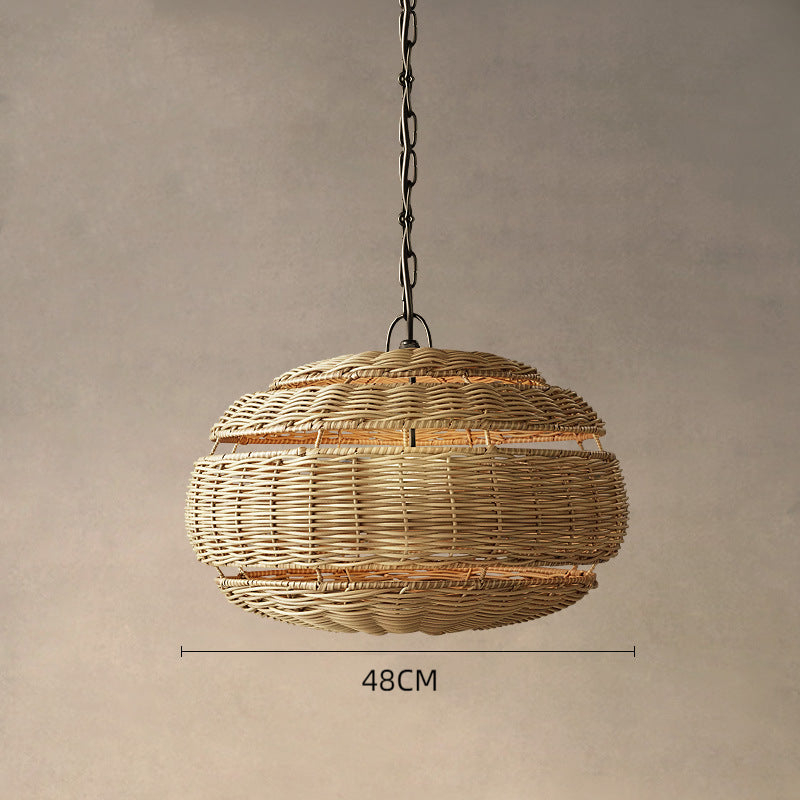 Moroccan Handmade Rattan Raffia Natural Chandelier Wabi Sabi Wicker Lampshade