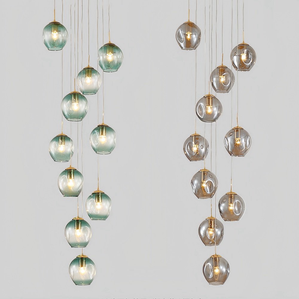 Nordic Modern Minimalist Staircase Duplex Villa Glass Meteor Pendant Light