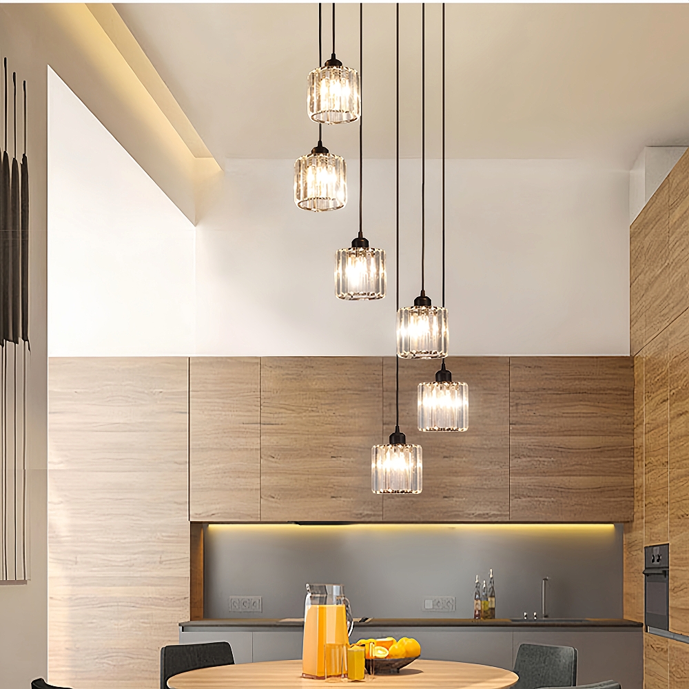 Modern Minimalist LED Crystal Chandelier Creative Duplex Staircase Villa Living Room Lighting Fixtures