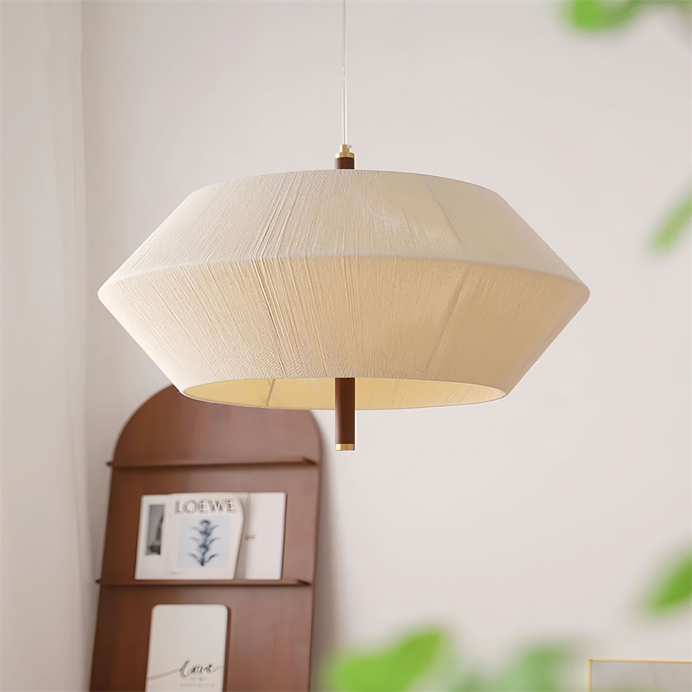 Wabi Sabi Style Tea Room Vintage Woven Cotton Thread Pendant Light