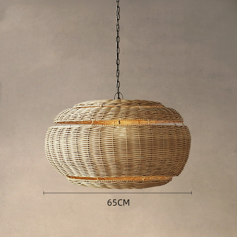 Moroccan Handmade Rattan Raffia Natural Chandelier Wabi Sabi Wicker Lampshade