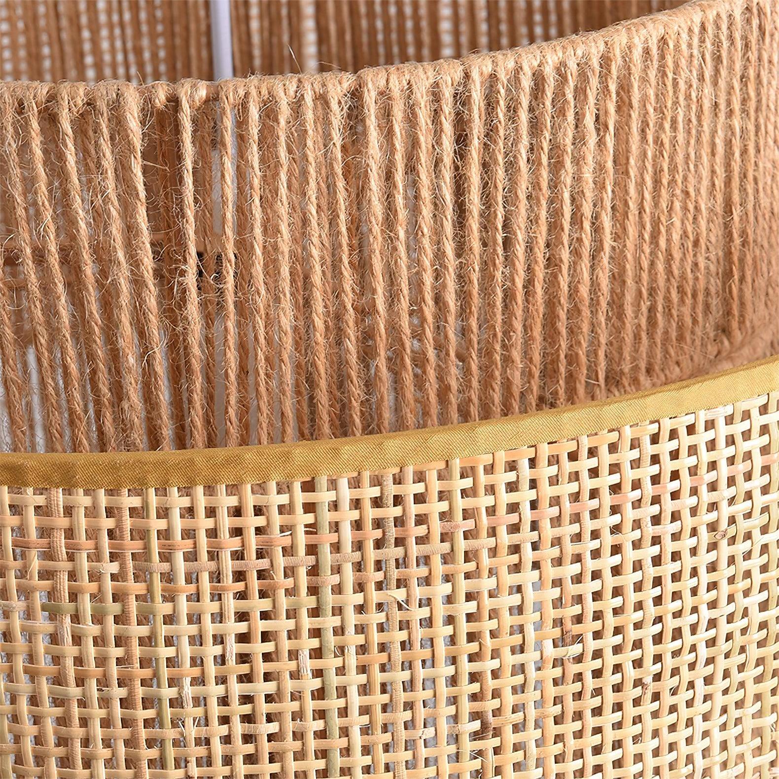 Restaurant Rattan Pendant Light Fixture Wabi-sabi Rope Light
