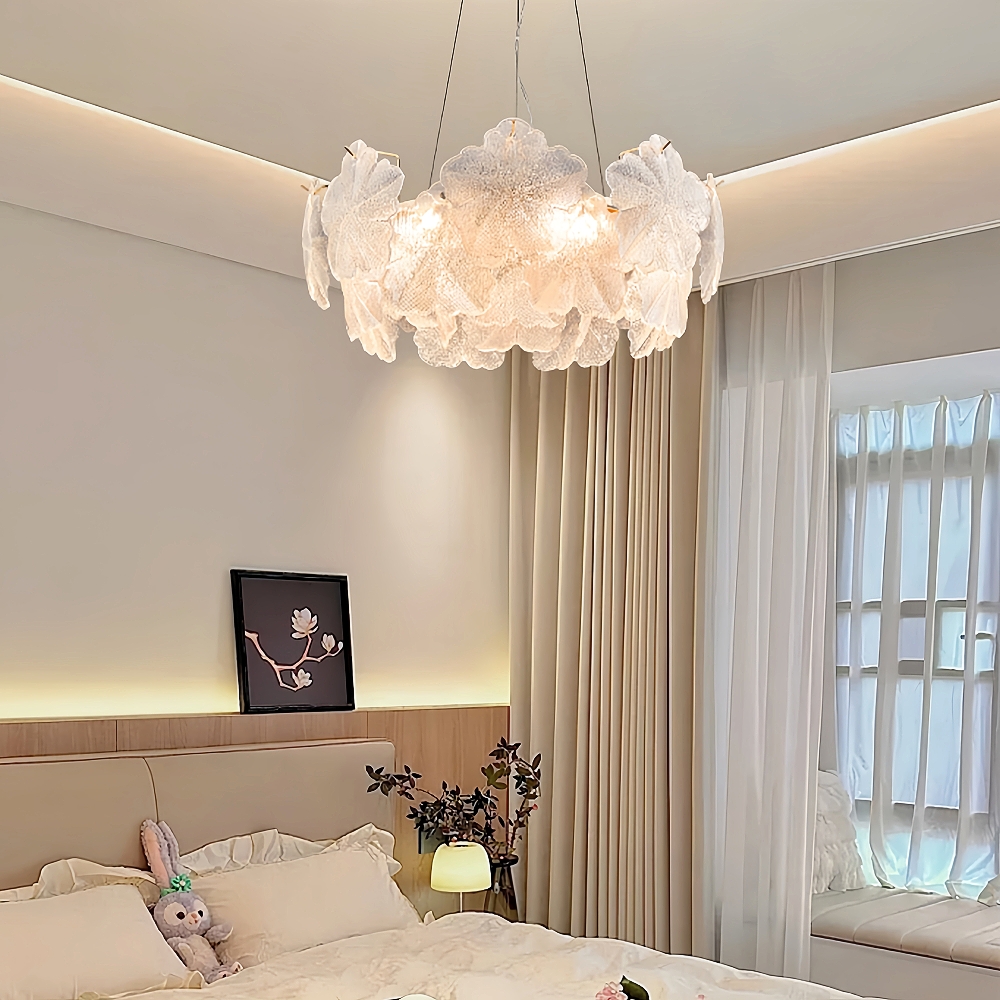 Modern French Snowflake Creative Glass Chandelier Living Room Bedroom Lighting Fixtures