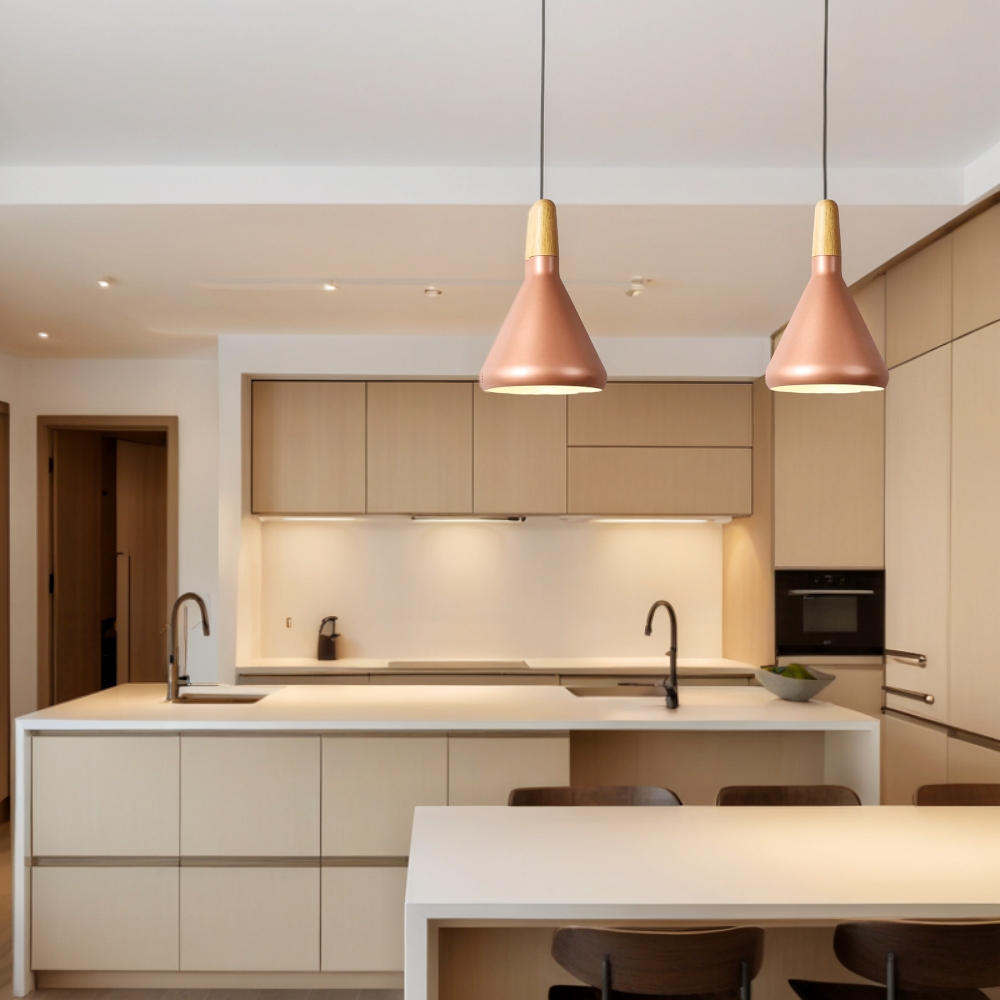 Danish macaron conical metal pendant light