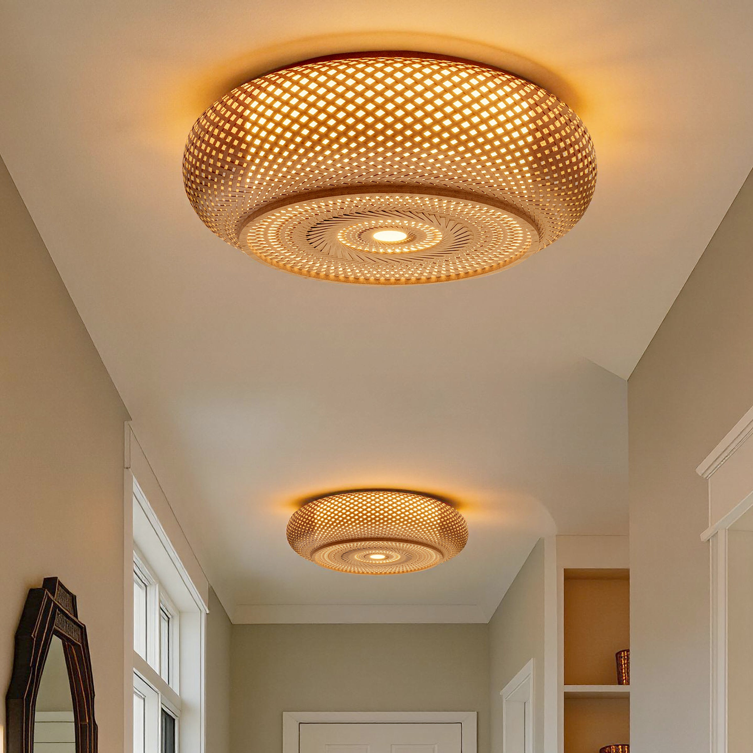 Bamboo Flush Mount Ceiling Light for Bedroom