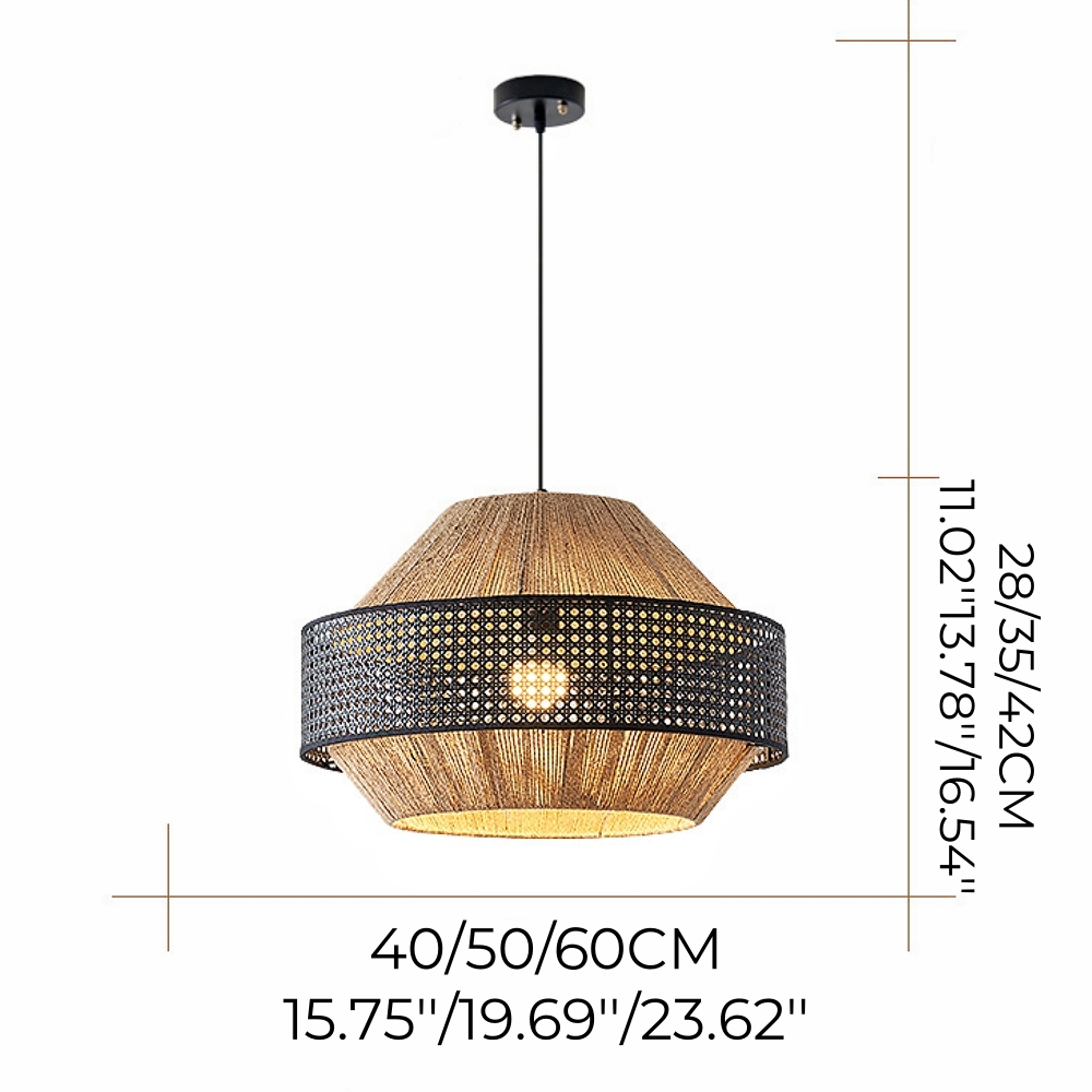 Japanese Wabi Sabi Style Retro Hemp Rope Rattan Woven Pendant Light